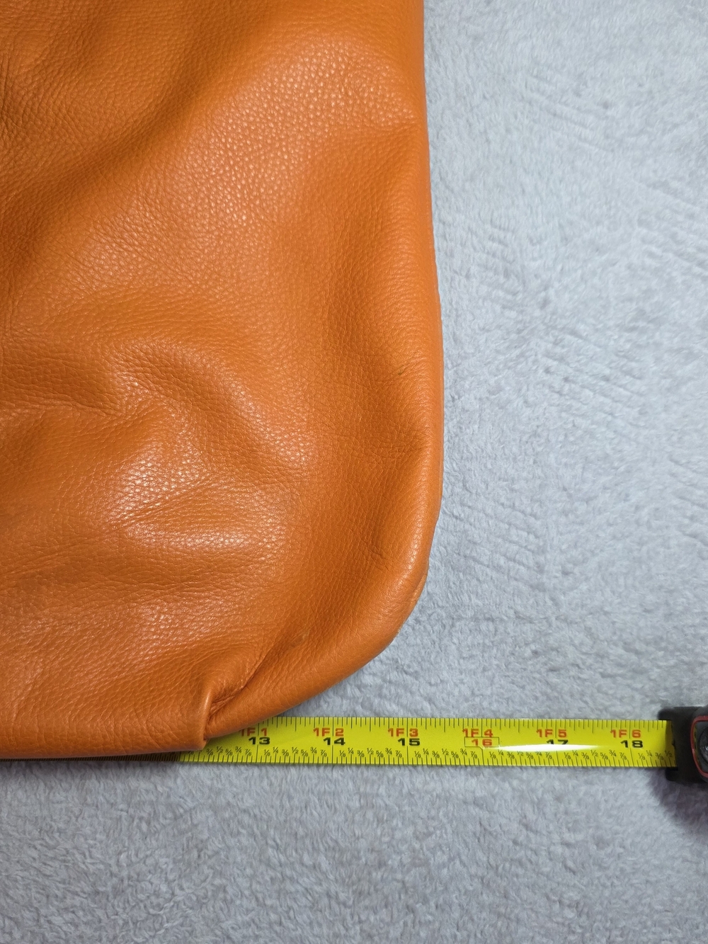 Women's Orange Leather Hobo Bag with Dark Trim - Picture 10 of 12